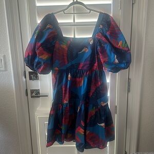 Farm Rio blue toucan dress -  size L